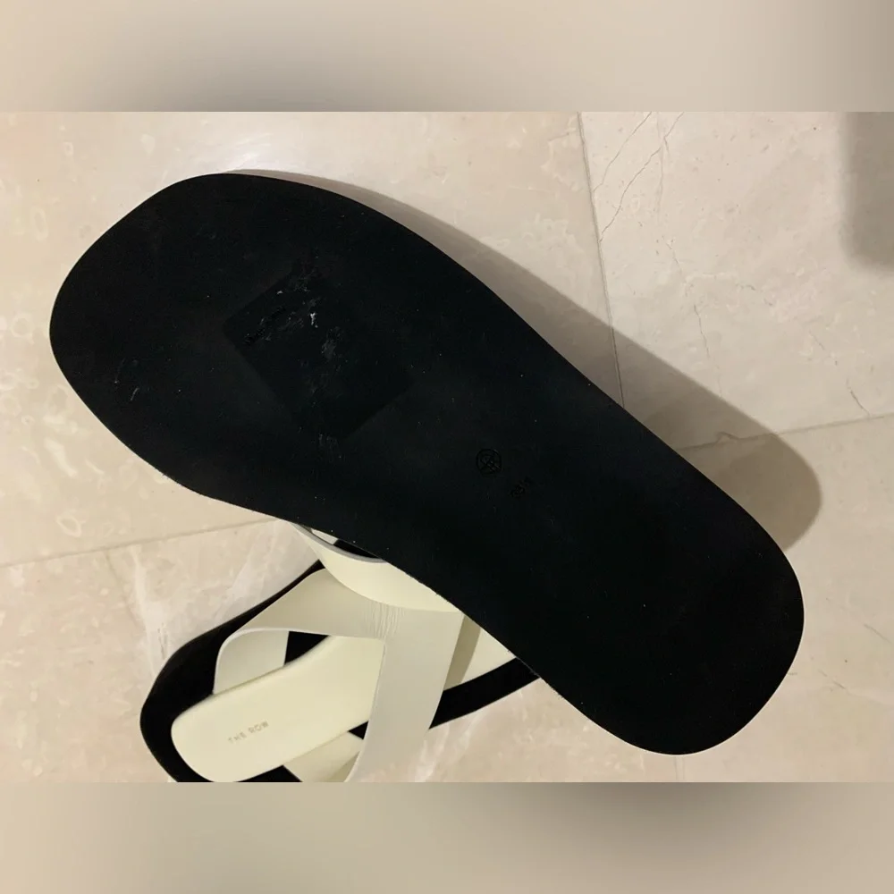 THE ROW Ginza leather and suede platform flip flops two-tone Shoes Size 38.5